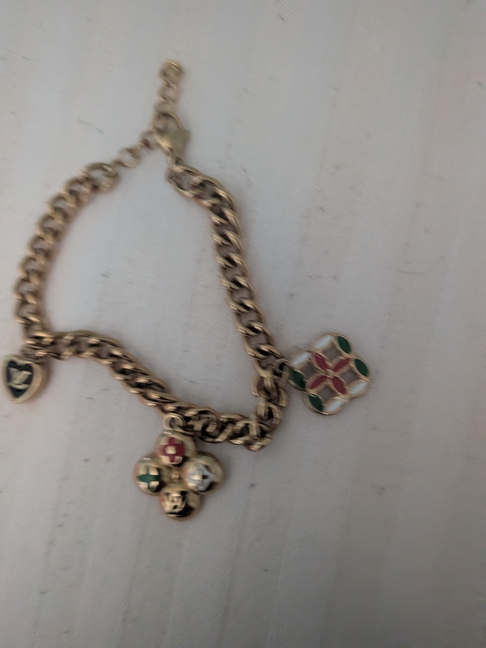 Stainless Steel Gold-Tone Multicolor Charm Bracelet - Women Jewelry